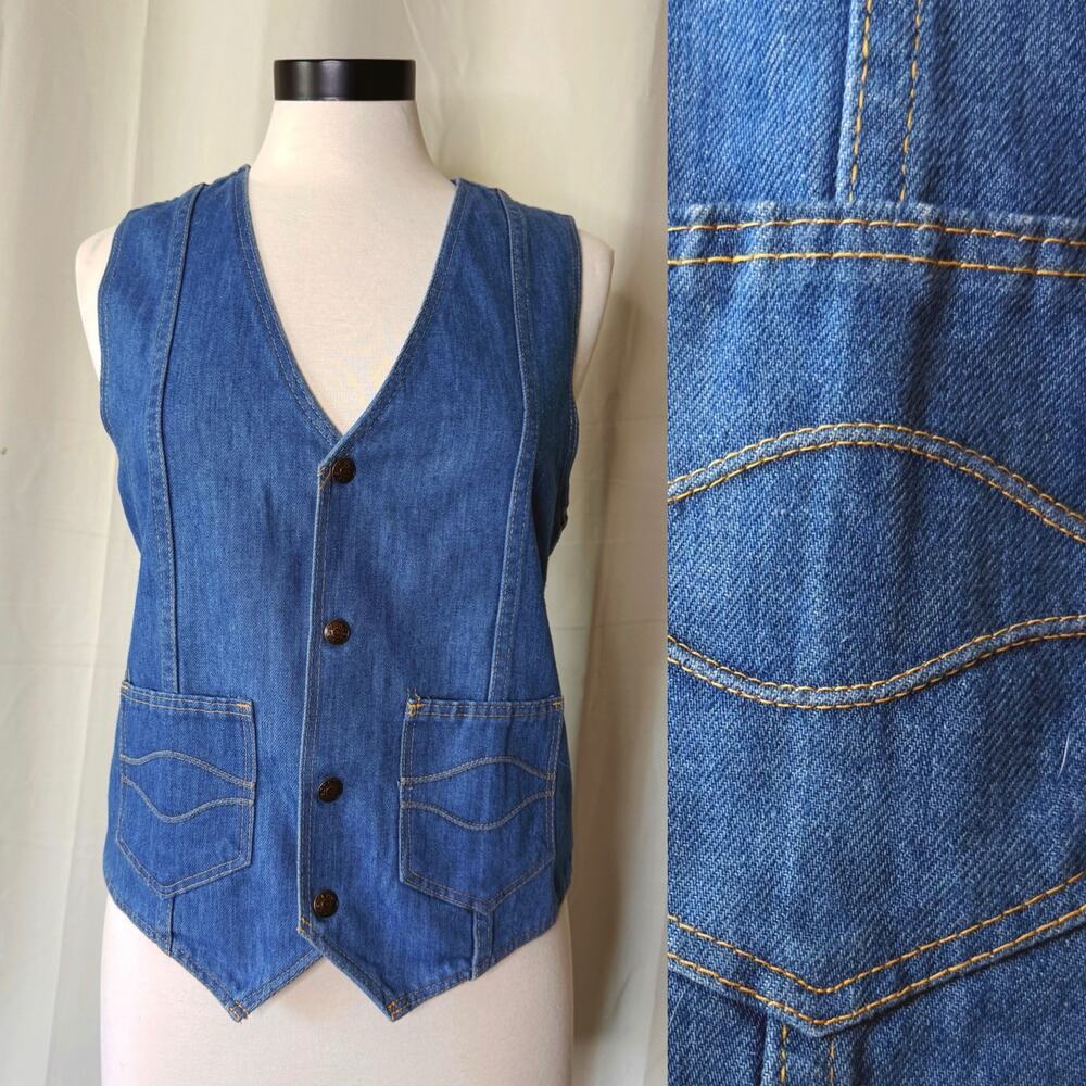 VTG 70s Easy Aces Denim Blue Jean Vest